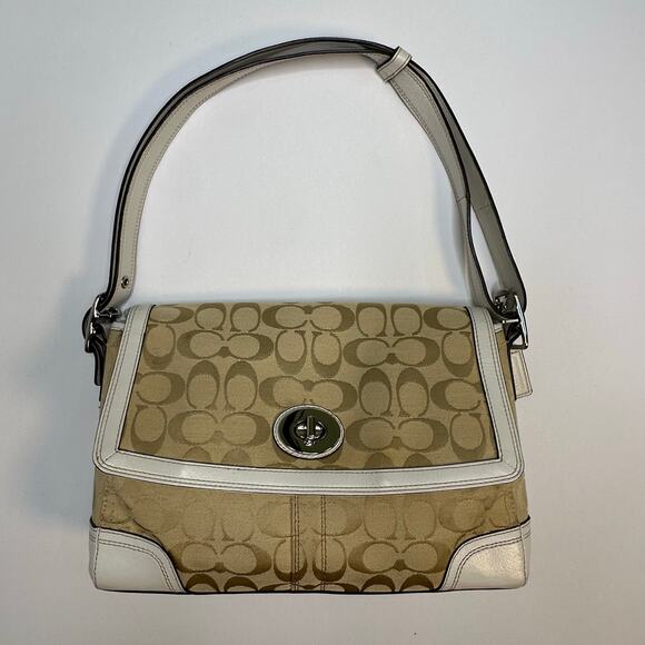 Vintage Y2K Coach Monogram Canvas and Leather Shoulder Bag - Picture 1 of 14